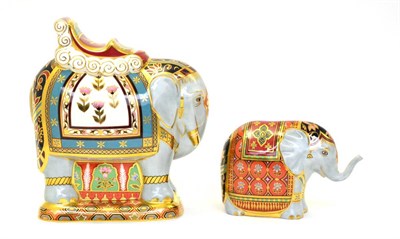 Lot 241 - Two Royal Crown Derby paperweights including: Mulberry Hall Indian Elephant (431/500 with gold...