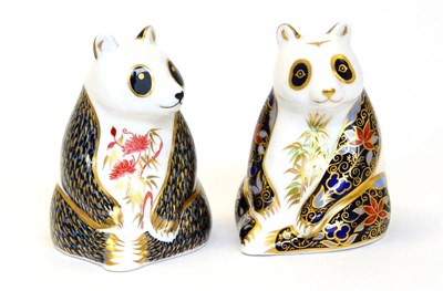 Lot 254 - Two Royal Crown Derby paperweights including: Panda (gold stopper) and Imperial Panda (silver...