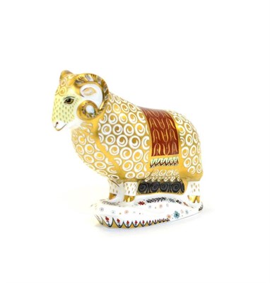 Lot 257 - A Royal Crown Derby paperweight, Ram of Colchis (27/750 with gold stopper)