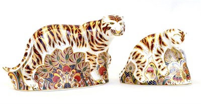 Lot 267 - Two Royal Crown Derby paperweights including: Bengal Tiger and Bengal Tiger Cub (both with...