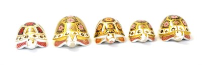 Lot 268 - Five Royal Crown Derby paperweights including: Turtle, Yorkshire Rose Father Tortoise,...