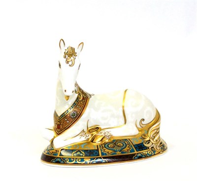 Lot 269 - A Royal Crown Derby paperweight, Unicorn (835/2000 with gold stopper)