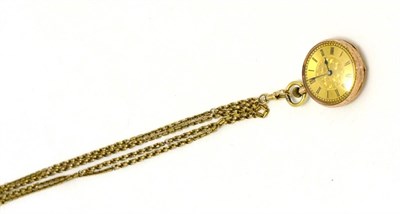 Lot 301 - A lady's fob watch, case stamped '9K' and a fancy link yellow metal chain