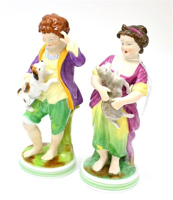 Lot 316 - A pair of Copeland Spode figures, French Shepherd Boy and French Shepherd Girl