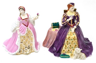 Lot 323 - Royal Worcester figure Mary Queen of Scots, 843/4500 and Wedgwood figure Anne Boleyn 1502/7500 (2)