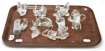 Lot 362 - A group of Swarovski ornaments including five of the 25 year collection, Lion, hummingbird etc