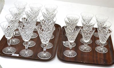 Lot 364 - Eight Waterford Crystal Tyrone pattern claret wines (6 1/2";), seven matching small claret wines (5