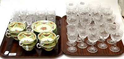 Lot 369 - Six Wedgwood Ventor pattern soup cups and saucers and a suite of Edinburgh Crystal (two trays)