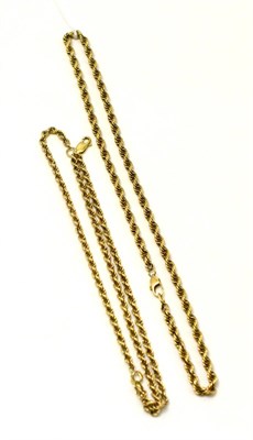 Lot 378 - A 9ct gold rope necklace and three row bracelet