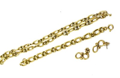 Lot 384 - A 9ct gold fancy link necklace, bracelet and pair of earrings