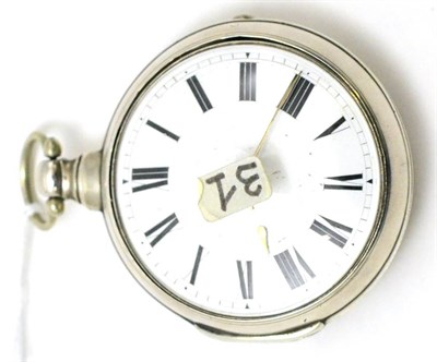 Lot 398 - A silver verge pair cased pocket watch