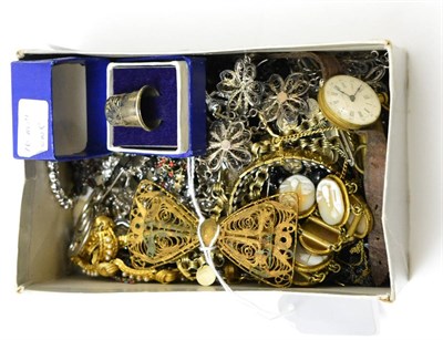 Lot 407 - Assorted costume jewellery including wristwatches, marcasite jewellery, filigree jewellery etc