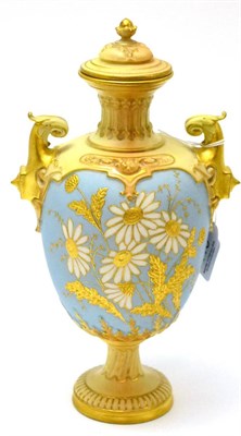 Lot 416 - A Royal Worcester blush ivory vase and cover, shape 1618