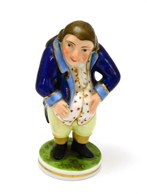 Lot 428 - A Stevenson and Hancock Derby porcelain figure of a man