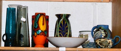 Lot 444 - A group including Poole pottery, Brannam pottery and glass