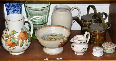 Lot 456 - A group of 19th century and later ceramics and glass including a masonic jug