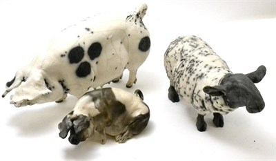 Lot 470 - Christine Cummings Raku pottery pig figures (3)