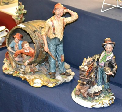 Lot 495 - A Capodimonte figure group of apple pickers signed La Burla together with another Capodimonte...