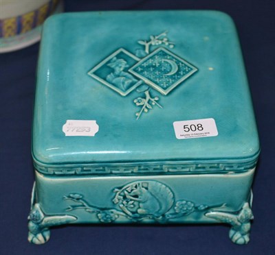 Lot 508 - A J Holdcroft turquoise glazed majolica box