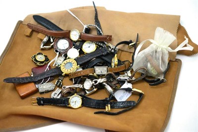 Lot 523 - Two purse watches, LeCoultre fob watch retailed by Dunhill, and three dress clip watches, along...