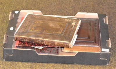 Lot 539 - Victorian leather bound photo album, box of postcards and a Victorian watercolour album