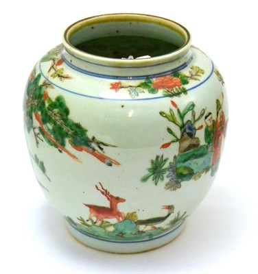 Lot 559 - A famille vert style pottery jar