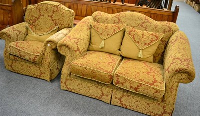 Lot 1030 - A modern Gainsbrough style suite comprising two seater sofa and matching armchair