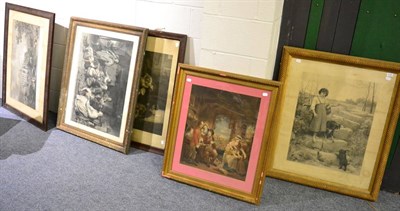 Lot 1043 - After Arthur J Elsley, ";Blind Man's Buff";, engraving, together with four further prints including