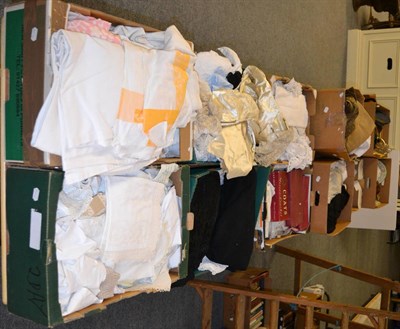 Lot 1044 - Quantity of assorted linen, textiles, costume etc (ten boxes)