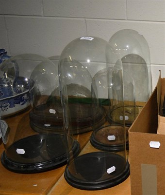 Lot 1058 - Five glass domes and bases