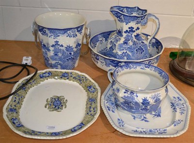 Lot 1059 - A Mason's toilet set and two ironstone platters