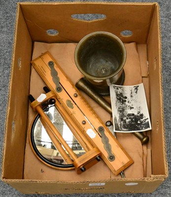 Lot 1074 - Bronze pestle and mortar, parallel, graphoscope and divides