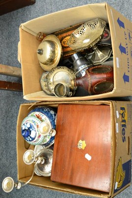 Lot 1081 - A group of ceramics, silver plated wares etc (two boxes)