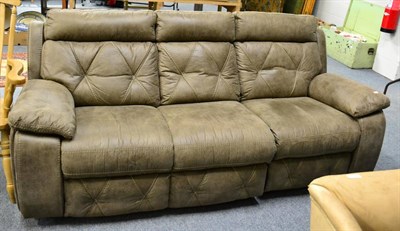 Lot 1098 - Leather/suede three seater reclining settee