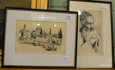 Lot 1119 - Two 19th century engravings signed J Eisenberg, Jerusalem