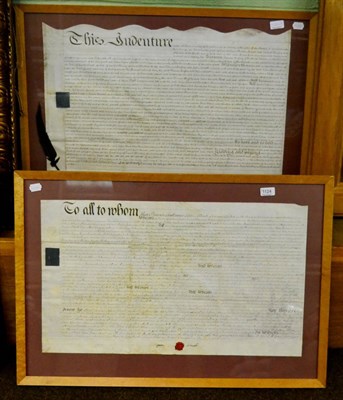 Lot 1124 - Two Georgian manuscript indentures (Oxford interest) vellum, framed and glazed