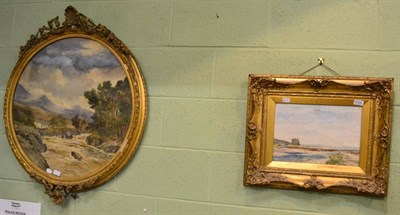 Lot 1129 - A 19th century English school, watercolour landscape contained within a 19th century gilt and gesso