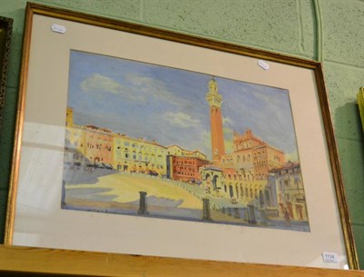 Lot 1134 - George Herbert Buckingham Holland (1901-1987) Piazza del Campo Siena