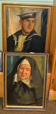 Lot 1139 - George Herbert Buckingham Holland (1901-1987) a head and shoulders portrait of a nun, signed,...