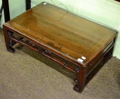 Lot 1173 - Chinese carved occasional table with glass top