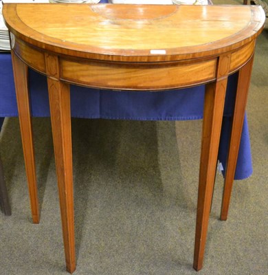 Lot 1215 - An inlaid demi lune side table