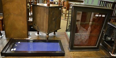 Lot 1274 - A mahogany framed wall mounting display cabinet with glazed door and two glass shelves and...