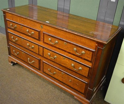 Lot 1290 - George III oak and mahogany crossbanded Lancashire chest