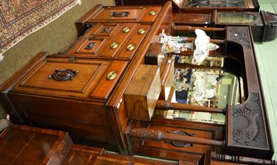 Lot 1297 - Late Victorian walnut mirror back sideboard with Chinese style fish carvings and column supports