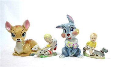 Lot 14 - Wade Blow-ups Bambi and Thumper together with Wade Mabel Lucie Attwell 1959-61 figures Sam and...