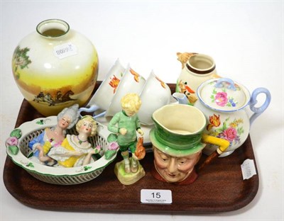 Lot 15 - A Royal Doulton vase, a Shelley part tea service, Herend pierced ceramic dish, Royal Worcester...