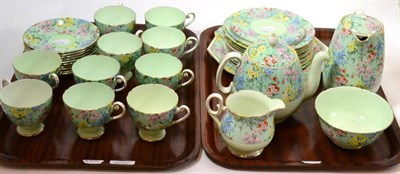 Lot 37 - A Shelley Melody pattern tea service (a.f.) (on two trays)