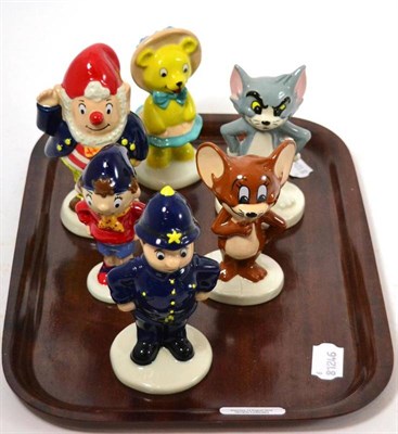 Lot 40 - Wade Noddy set (Noddy, Big Ears, Mr Plod, Tessie Bear) and Wade Tom & Jerry (large figures) (6)