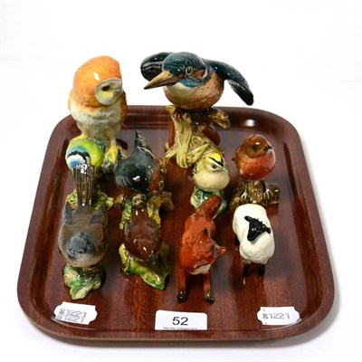 Lot 52 - A small group of Beswick animals including fox, lamb and birds such as owl, kingfisher etc