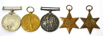 Lot 80 - A WWI medal group to DVR J THompson RA, comprising a victory medal and a 1914-18 medal together...